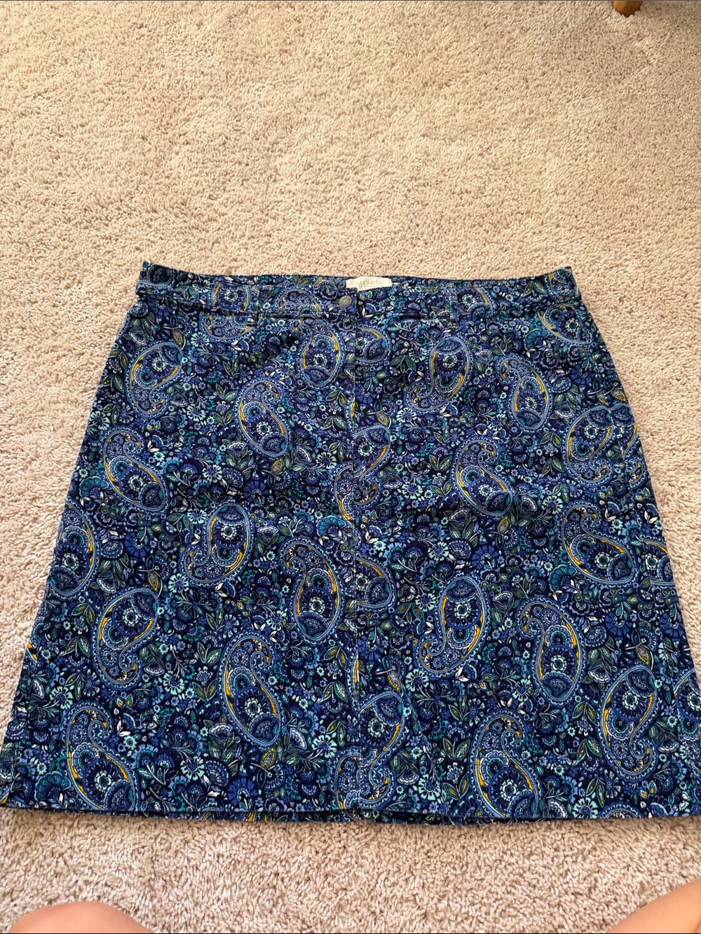 Talbots Navy Paisley Mini Skirt - Picture 2 of 6